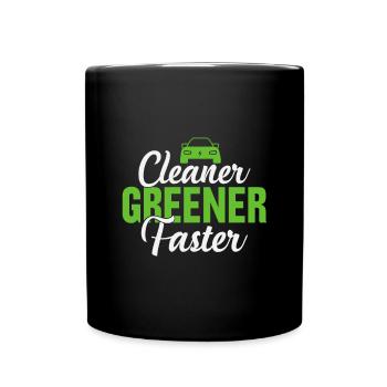 Electric vehicles cleaner, greener and faster - Full Colour Mug - black - Front