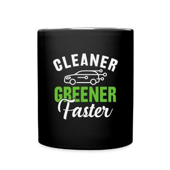 Electric vehicles cleaner, greener and faster - Full Colour Mug - black - Front