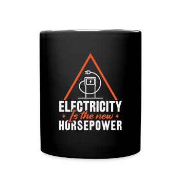 Electric vehicles Electricity is the new horsepower - Full Colour Mug - black - Front
