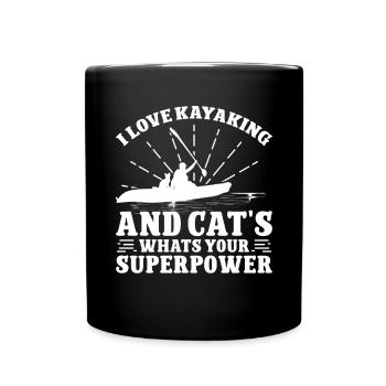 I love Kayaking and Cat's what's your - Full Colour Mug - black - Front