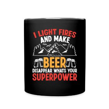 J’allume le Feu et je fais disparaître la Bière - Mug uni - noir - Devant