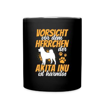 Vorsicht vor dem Akita Inu japanischer Akita Inu - Tasse einfarbig - Schwarz - Vorne