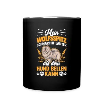 Wolfsspitz schnarcht lauter Deutscher Keeshond - Tasse einfarbig - Schwarz - Vorne
