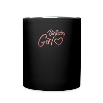 18. Geburtstag Mädchen Rosé Herz - Tasse einfarbig - Schwarz - Vorne