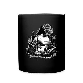Angler in der Natur für jeden Angelliebhaber - Tasse einfarbig - Schwarz - Vorne