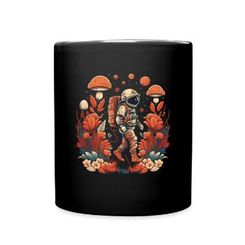 Astronaut Pilze - Tasse einfarbig - Schwarz - Vorne