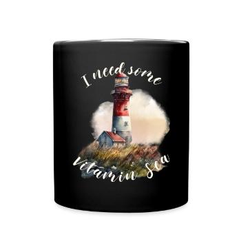 Vitamin Sea Leuchtturm - Tasse einfarbig - Schwarz - Vorne