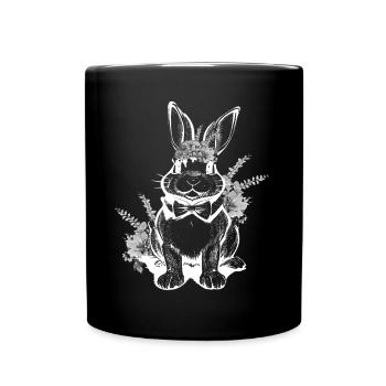 Lapin de Pâques Lapin Floral - Mug uni - noir - Devant