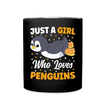 Nur ein Mädchen, das Pinguine liebt Süße Kawaii - Tasse einfarbig - Schwarz - Vorne