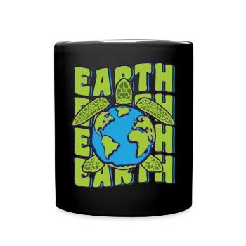 Groovy Planet Earth Day Sea Turtle Lover Ocean - Mug uni - noir - Devant