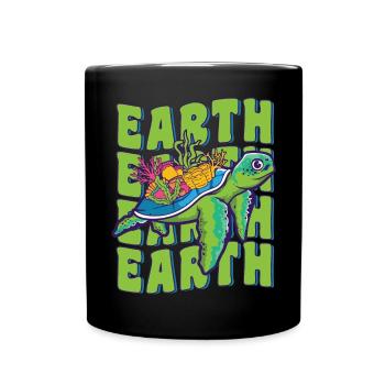 Groovy Jour de la Terre Amoureux des tortues de mer Faune - Mug uni - noir - Devant