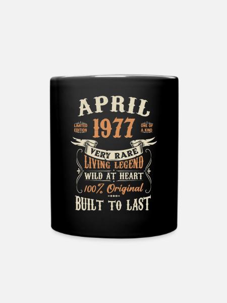 April 1977 Geburtstagsgeschenk - Tasse einfarbig - Schwarz