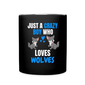 Crazy Young Forest Animal Funny Gift Wolf - Mug uni - noir - Devant