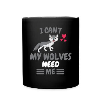 I can't forest animal Funny gift wolf - Full Colour Mug - black - Front