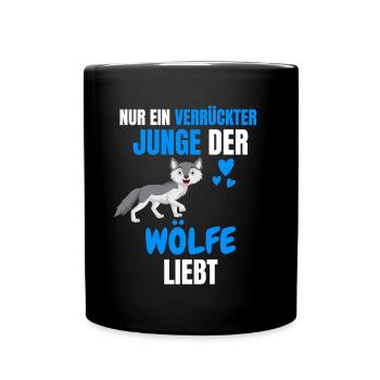 Wald Tierliebhaber Jungs Lustiges Geschenk Wolf - Tasse einfarbig - Schwarz - Vorne