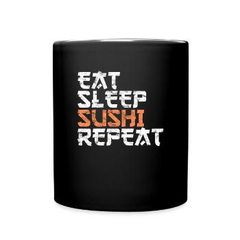 Eating Sleeping Sushi - Full Colour Mug - black - Front