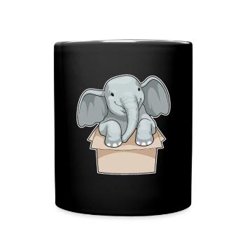 Elephant Cardboard Box - Full Colour Mug - black - Front