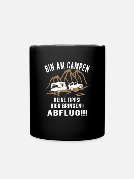 Wohnwagen Camping lustig - Tasse einfarbig - Schwarz