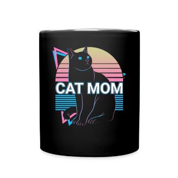 Cat Mama Retro - Full Colour Mug - black - Front