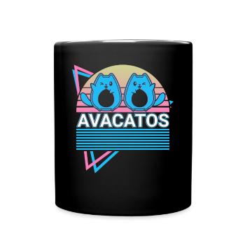 Funny Cat Retro Avocado - Full Colour Mug - black - Front