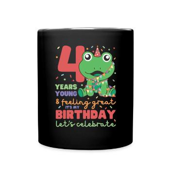 Grenouille pour 4ème anniversaire Enfants de quatre ans - Mug uni - noir - Devant