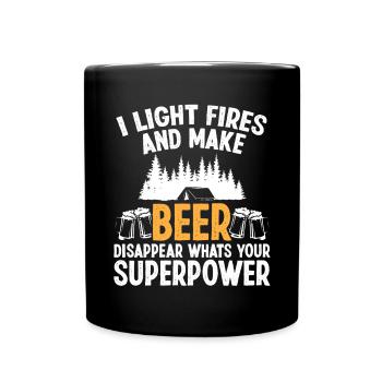 I light Fires and make Beer disappear - Full Colour Mug - black - Front