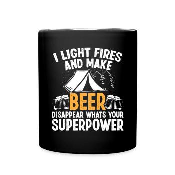 I light Fires and make Beer disappear - Full Colour Mug - black - Front