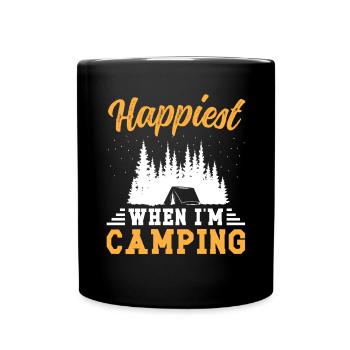 Happiest when i'm camping - Tasse einfarbig - Schwarz - Vorne