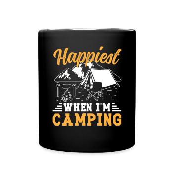 Happiest when i'm Camping - Tasse einfarbig - Schwarz - Vorne