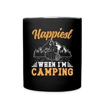 Happiest when i'm Camping - Tasse einfarbig - Schwarz - Vorne