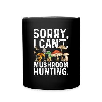 Mushroom hunting, mushrooms, morels, mushroom picking, foraging - Full Colour Mug - black - Front