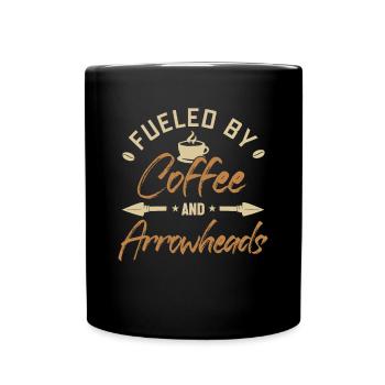 Fueled by Coffee and Arrowheads Hunting Tips - Full Colour Mug - black - Front