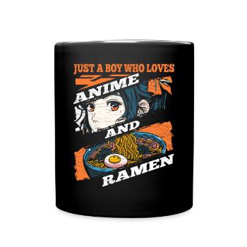 Just A Boy Who Loves Anime Ramen - Tasse einfarbig - Schwarz - Vorne