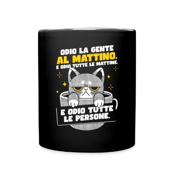 Café du chat du matin - Mug uni - noir - Devant