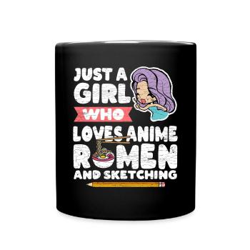 Ramen Mädchen Anime - Tasse einfarbig - Schwarz - Vorne