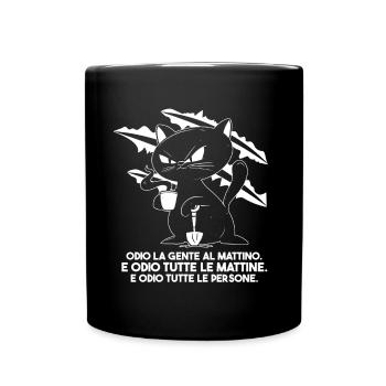 drinks coffee in the morning - Full Colour Mug - black - Front