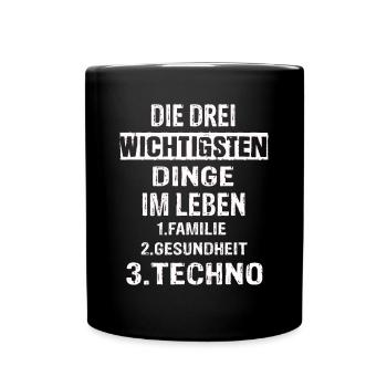 Techno - Tasse einfarbig - Schwarz - Vorne