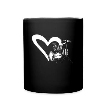 Heart Drum Drumming Set Drum Player Instrument Dru - Full Colour Mug - black - Front