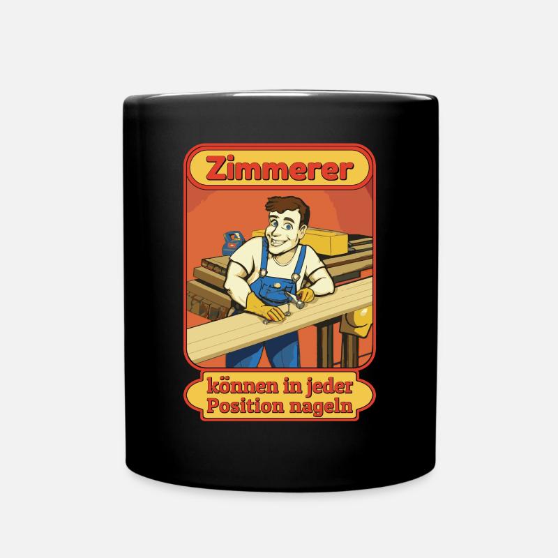 Tischler-Schreiner Handwerker Zimmermanns comic - Tasse einfarbig - Schwarz