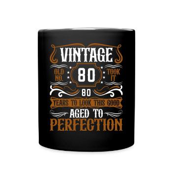 80th Birthday Vintage Retro - Full Colour Mug - black - Front