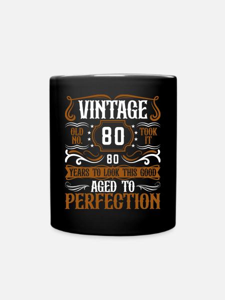 80th Birthday Vintage Retro - Full Colour Mug - black