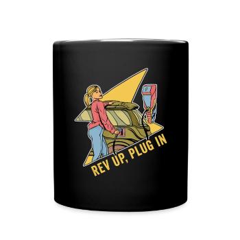 Electric Vehicle Electric Car Rev Up Plug In - Full Colour Mug - black - Front
