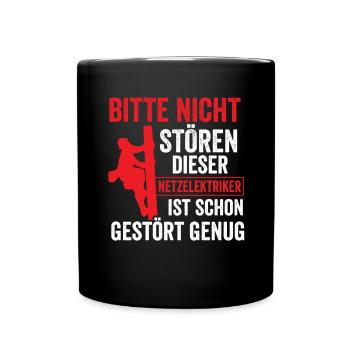 Den Netzelektriker nicht stören - Tasse einfarbig - Schwarz - Vorne