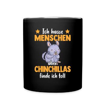 Chinchilla finde ich toll Nagetier Wollmaus - Tasse einfarbig - Schwarz - Vorne
