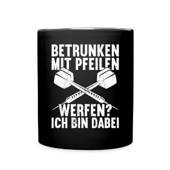 Dart Dartpfeil Dartscheibe - Tasse einfarbig - Schwarz - Vorne