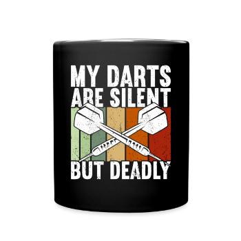 Dart Darts Volltreffer - Tasse einfarbig - Schwarz - Vorne