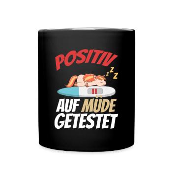 Positiv getestet für Müder Elefant - Tasse einfarbig - Schwarz - Vorne
