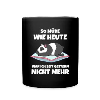 Positiv getestet für Müder Panda - Tasse einfarbig - Schwarz - Vorne