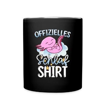 Offizielles Schlafshirt Axolotl - Tasse einfarbig - Schwarz - Vorne