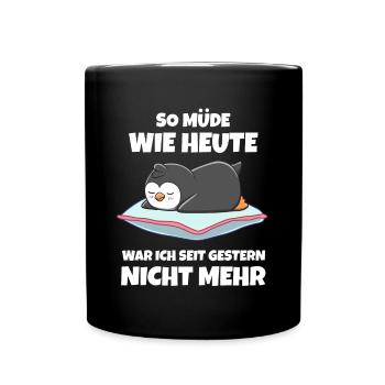 Positiv getestet für Müder Pinguin - Tasse einfarbig - Schwarz - Vorne